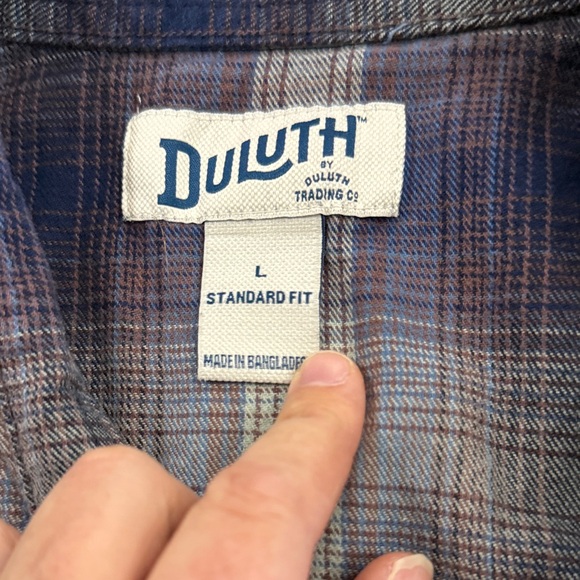 Duluth Trading Co Navy and White Plaid Shirt - Picture 2 of 3